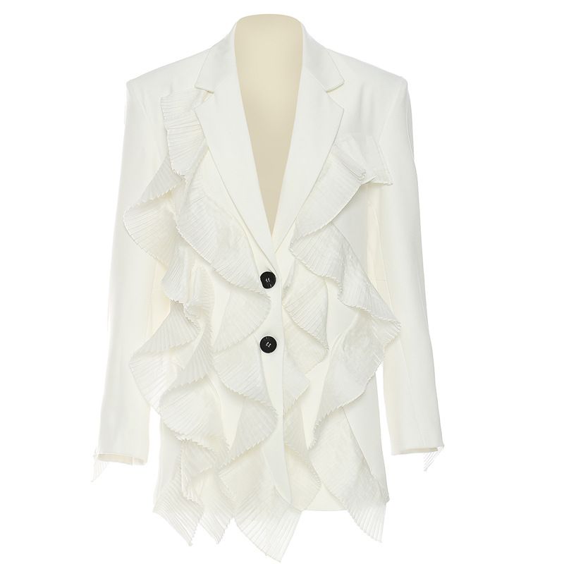 Spring New Style Super Heavy Work Patchwork Pleated Fairy Style Suit Jacket Top Female_voghion.com
