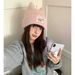 Wool Blend Cute Cat Warm Knitted Hat For Women, Autumn And Winter, Face Slimming, Ear Protection, Versatile Beanie_voghion.com