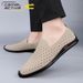 German Camel Dynamic Men's 2024 Summer New Hollow Breathable Genuine Leather Casual Men Comfortable Dad Shoes_voghion.com