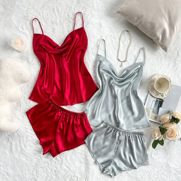 Damen Nachtwäsche Zweiteilige Kleidung Dünne Home Hosenträger Shorts Anzug_voghion.com