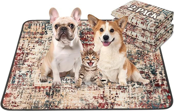 Qeils Washable Pee Pads for Dogs, 2 Pack Reusable Puppy Pads 18"x24" Super Absorbent Leakproof Dog Training Pads, Non-Slip Potty Pads for Floor, Crate_voghion.com