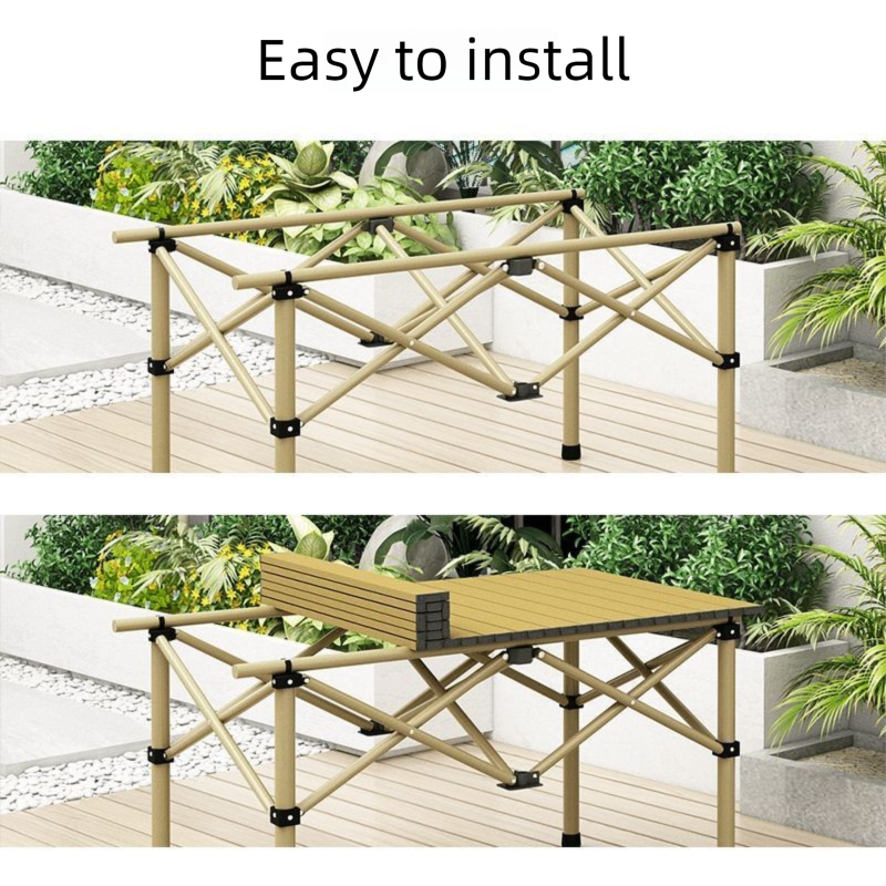 Outdoor Folding And Chair Board Portable Aluminum Alloy Ultra-light Picnic Table Egg Roll Camping Pack_voghion.com