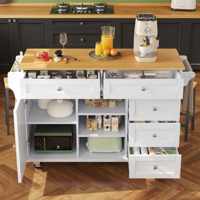 Speisewagen (134 X 46 X 92 Cm), Moderner Und Einfacher Weißer Speisewagen, Kombiniertes Schubladen-Aufbewahrungsschrank-Design, Mobiles Und Festes Dual-Use-Design, Geeignet Für Privat- Und Gewerbeküch_voghion.com