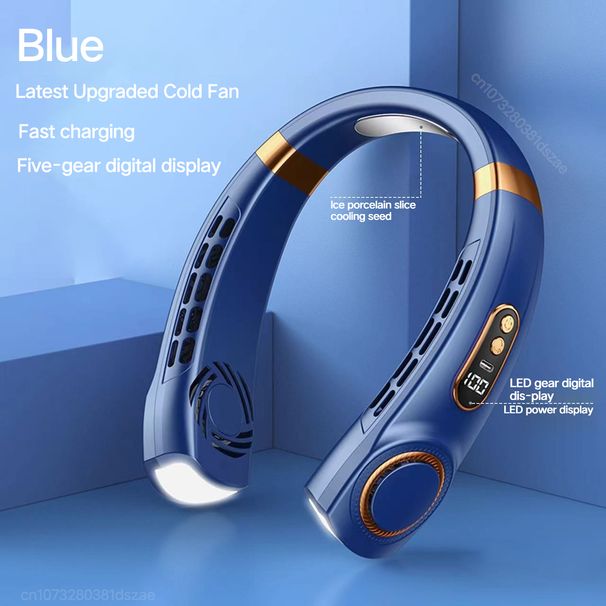 Ventilatore portatile da collo USB portatile silenzioso LED display digitale mini ventilatore elettrico senza foglie luci colorate per l'atmosfera_voghion.com