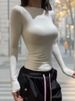 American Style Round Neck Long Sleeve T-Shirt For Women 2025 Autumn New Slim Waist Sexy Inner Layer Base Shirt Hot Girl_voghion.com