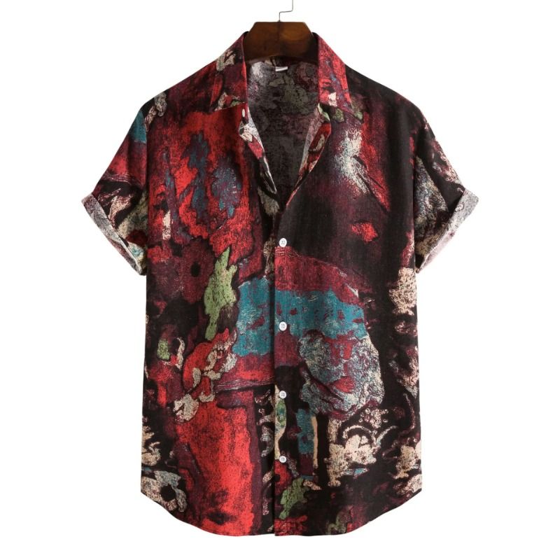 Sommer Vintage Shirt Männer Casual Lose Kurzarm Revers Herren T Shirt Taste Männer Kleidung Urlaub Stil Hawaiian Shirt Für männer_voghion.com