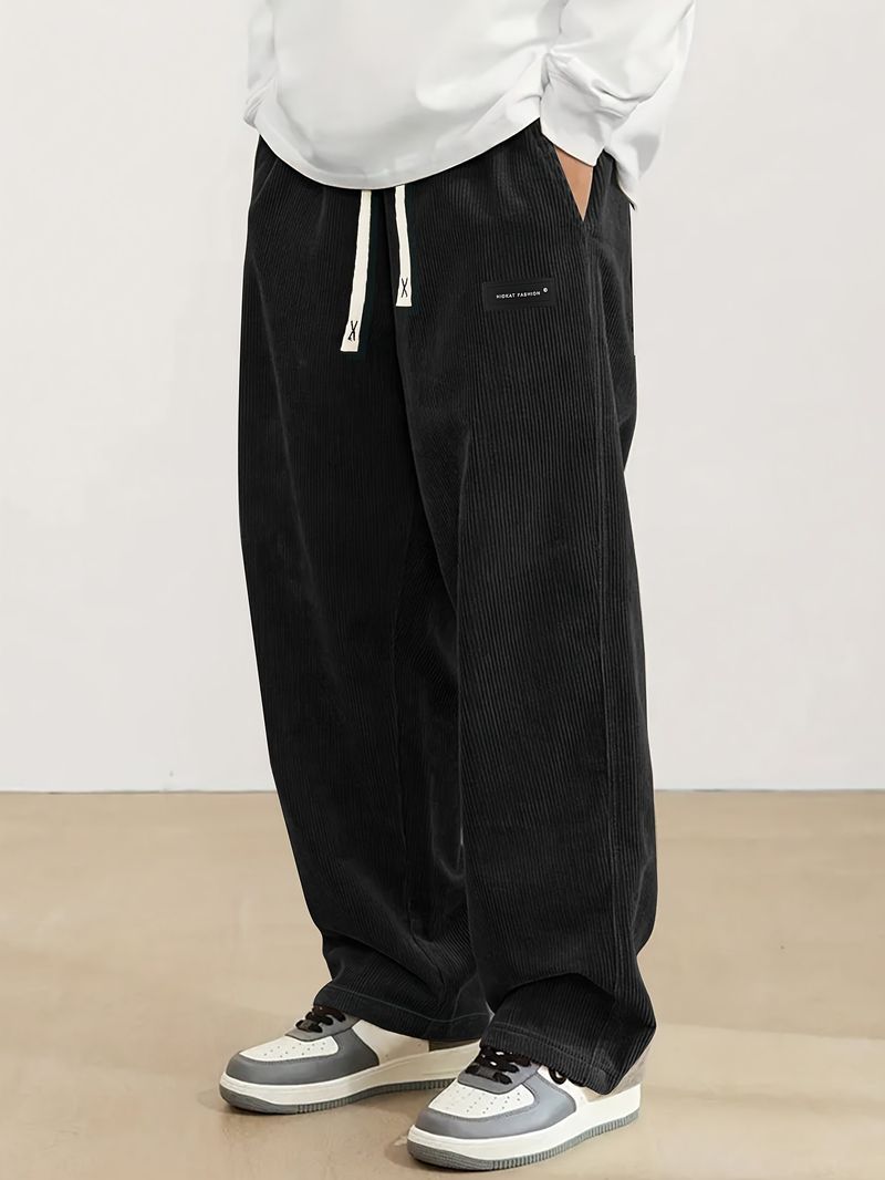 Pantalon long confortable pour homme, ample, décontracté, en velours côtelé, avec logo, nouvelle collection automne_voghion.com