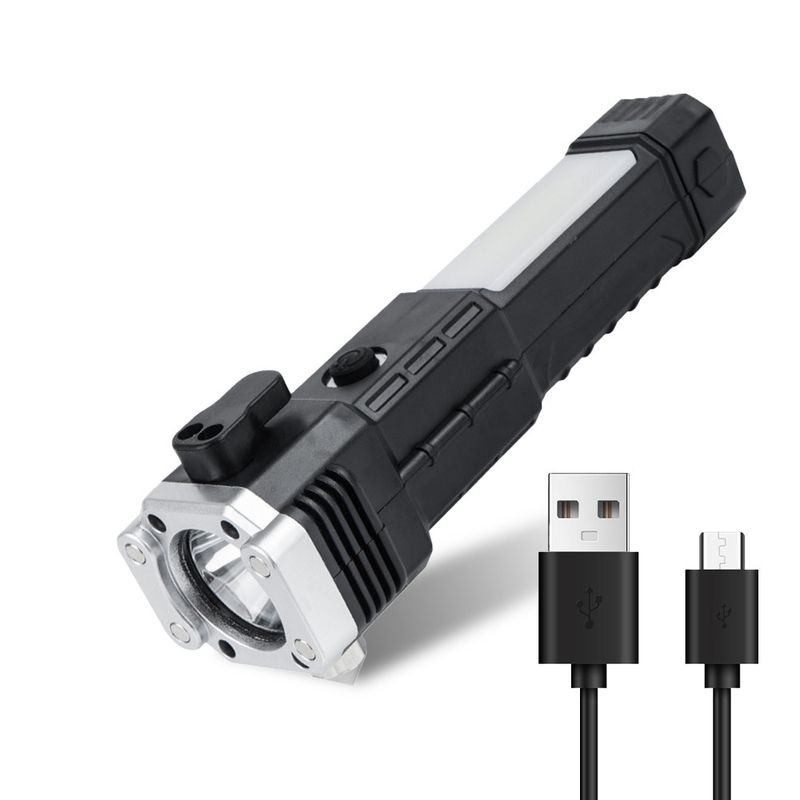 New multi-functional LED safety hammer flashlight emergency escape broken window self-defense artifact multi-functional flashlight_voghion.com