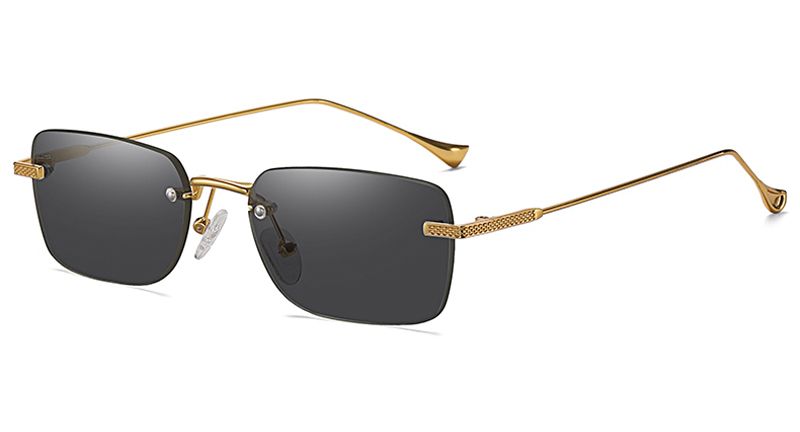 Moud Kachawoo Männer Quadrat Sonnebrëller rimless Gradient klenge Frame Gold Metall Fra Brëll Accessoiren rechteckeg brong_voghion.com