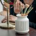 Gardenia White Kitchen Relief Ceramic Storage Jar Chopstick Holder Dining Table Storage Bucket Decorative Ornaments_voghion.com