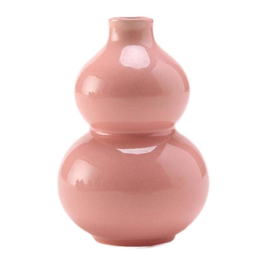 Small Style White Wine Gourd Pink Antique Empty Jar Wine 3.4oz Ceramic Jug Flask Flagon_voghion.com