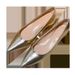 Women's flat silver pointy chunky heels_voghion.com