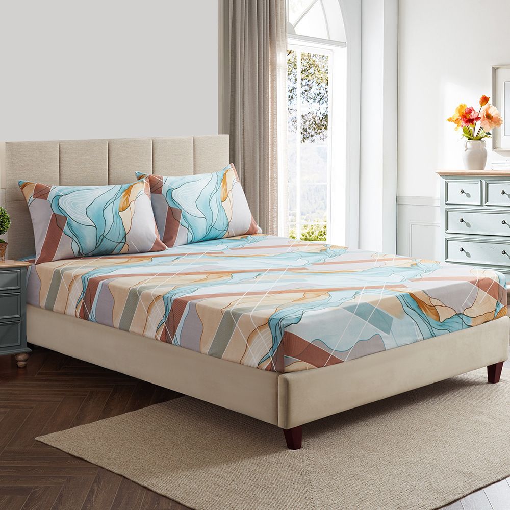 Marble Abstract Art Mattress Cover Polyester Skin Friendly Bed Fitted Sheet Mattress Protector Fitted Sheet_voghion.com