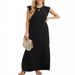 Women's Plus Size A-Line Black Casual Dress With Pockets - Round Neck Sleeveless Summer Maxi Dress - Comfortable Loose Fit_voghion.com
