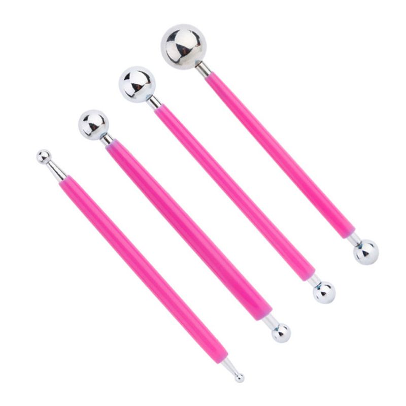 Ensemble de sculpture de bâtons de boule sphérique solide à 8 têtes, 4 pièces, argile super légère, argile douce, outil de bricolage en forme de fleur de sucre_voghion.com