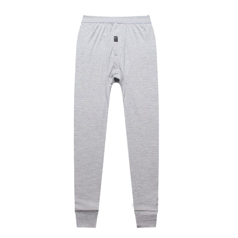 Long Johns Men Pure Single Thin Plus Size Loose All Cotton Woollen Trousers Middle-Aged And Elderly Warm Bottoming_voghion.com