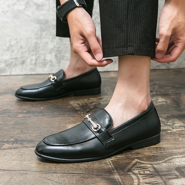 Erkek Oxford Elbise Ayakkabıları Slip-On Loafer'lar İş Gündelik Derby Ayakkabıları Moda Sivri Burunlu Deri Ayakkabılar_voghion.com