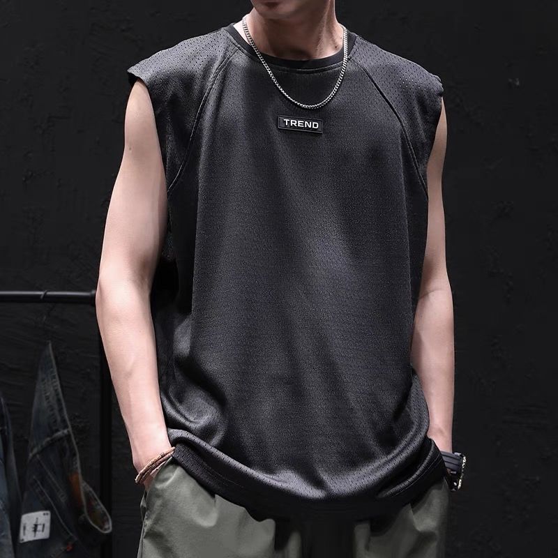 Breathable Ice Silk Vest Men, Summer Thin Mesh Quick-Dry Casual Cool Sleeveless T-Shirt, Tank Top, Fitness Shirt For Men_voghion.com