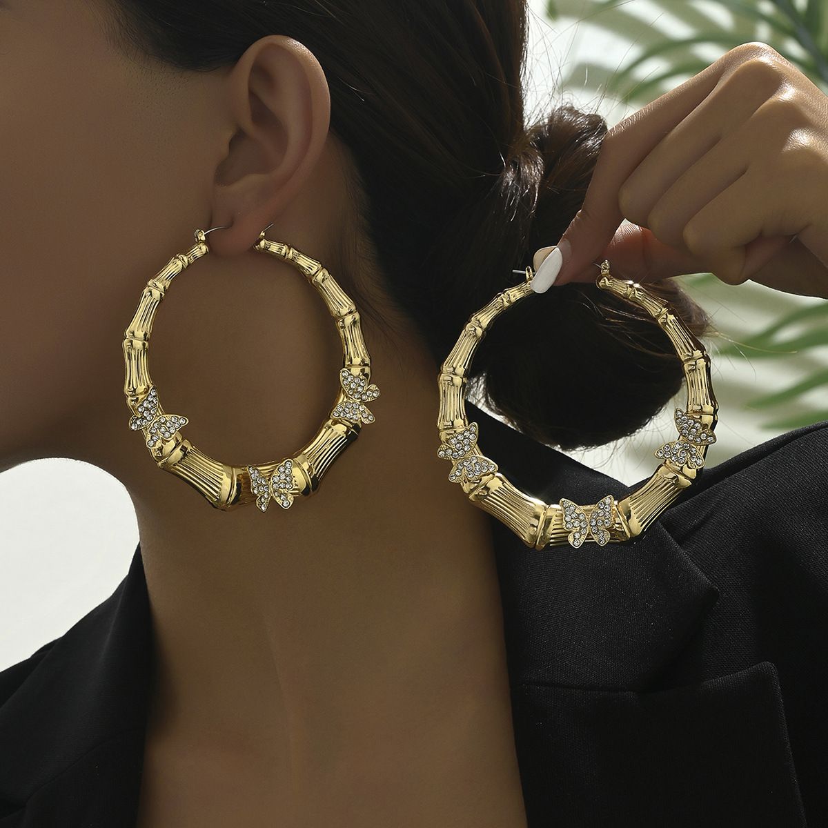 Inlaid women's niche butterfly large design, versatile earrings, temperament earrings_voghion.com