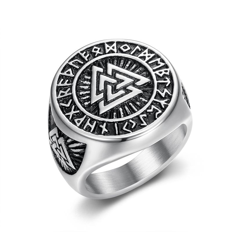 Men's Celtic Knot Viking Norse Triangle Symbol Valknut Ring_voghion.com