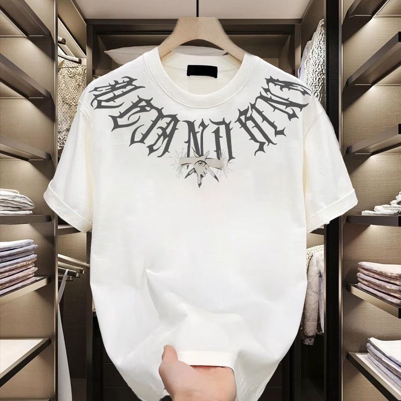 Herenkleding Katoenen T-shirt met korte mouwen voor heren Ins Trendy Street Loose Tops T-shirt voor heren Zomer_voghion.com
