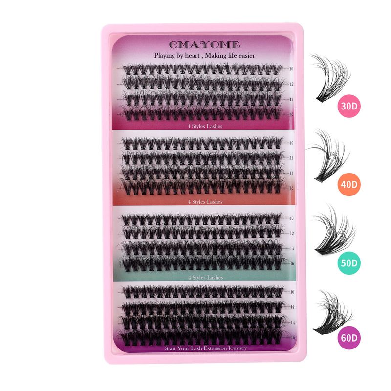 Künstliche Wimpern, 320 Cluster, einzelne Cluster, segmentiert, DIY, natürlich, dick, künstliche Wimpernverlängerungsset, C-Kurve, Curling-Wimpern_voghion.com