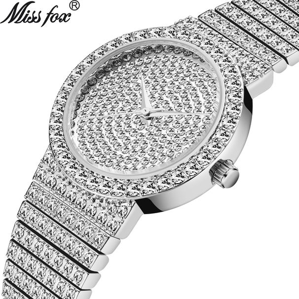 Men's Luxury Quartz Watch With 18K Gold Plating And Full Diamond Accents, Elegant Round Dial, Mineral Glass, Titanium Clasp, Water Resistant_voghion.com