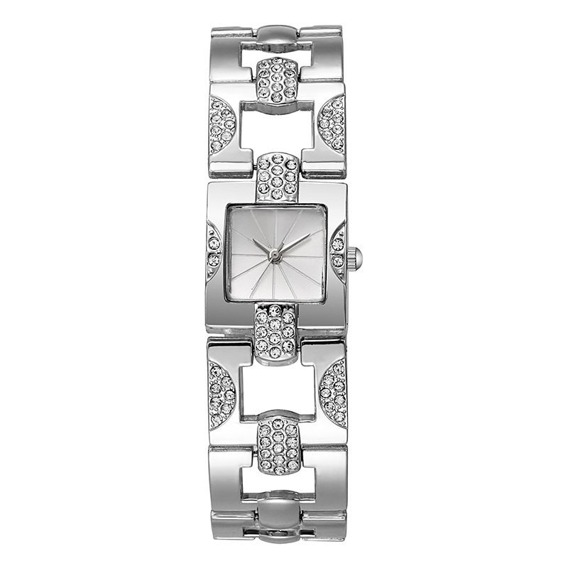 Dameshorloges Prachtig vierkant licht luxe massief roestvrij staal horloge Dames armband strass quartz horloge_voghion.com
