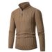Modischer Herrenpullover mit Zopfmuster und halbem Reißverschluss, lässiges Langarmoberteil für den Winter (Schwarz, Dunkelgrau, Kaffee, Khaki)_voghion.com