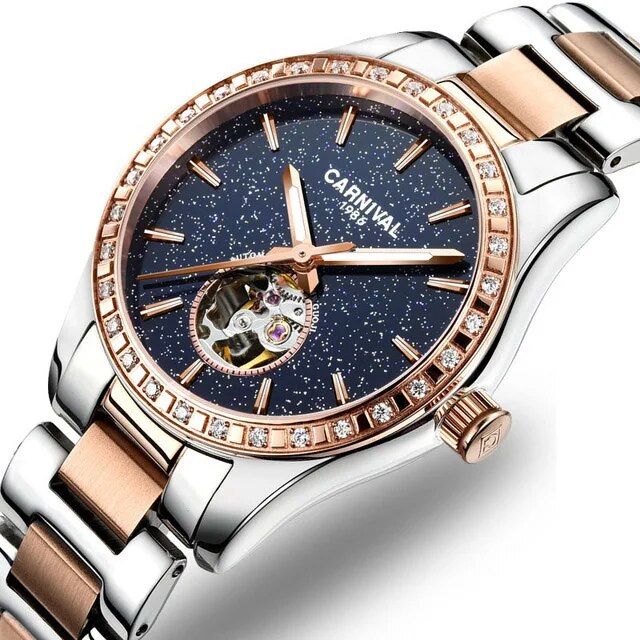 CARNIVAL Skeleton Mechanical Watches Women Waterproof Luxury Automatic Ladies Watch Women Bracelet Reloj Mujer New_voghion.com