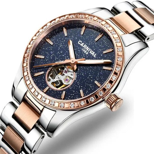 CARNIVAL Skeleton Mechanical Watches Women Waterproof Luxury Automatic Ladies Watch Women Bracelet Reloj Mujer New_voghion.com