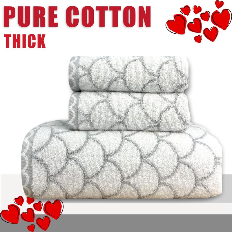 Spring Bath Towel Three Piece Set Color Woven Jacquard Pure Cotton Soft Thick Sunflower Scallop Valentine's Day Decorative Wool_voghion.com