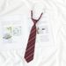 JK Academy Style Lazy No-Tie Burgundowy krawat w paski damski mundurek akademicki na ukończenie szkoły krótki brązowy męski_voghion.com