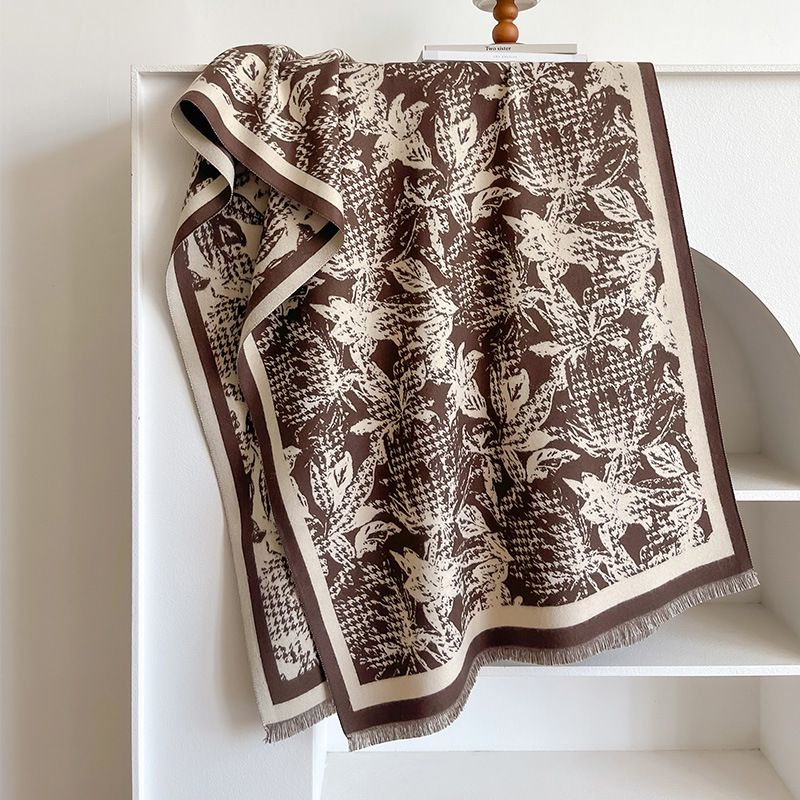 Autumn and new  cashmere for women, winter warmth, thick air conditioning shawl, long floral scarf_voghion.com