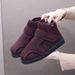 Qiwago Mid-Top Hook And Loop Design Cotton Thickened Warm Non-Slip Flat Shoes For Wide Feet Thick Instep Wearable_voghion.com