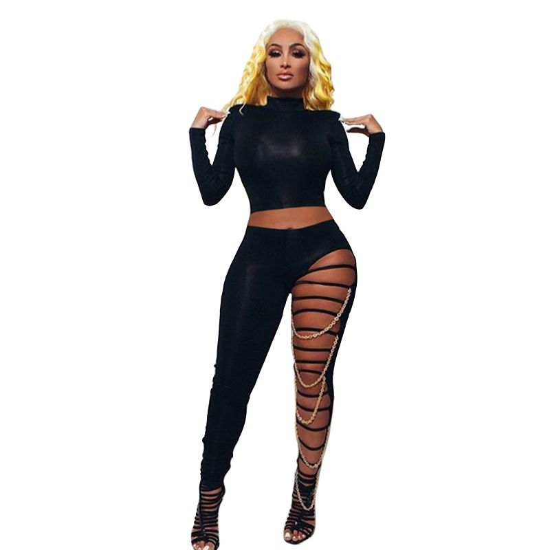  women's tight-fitting solid color two-piece suit_voghion.com