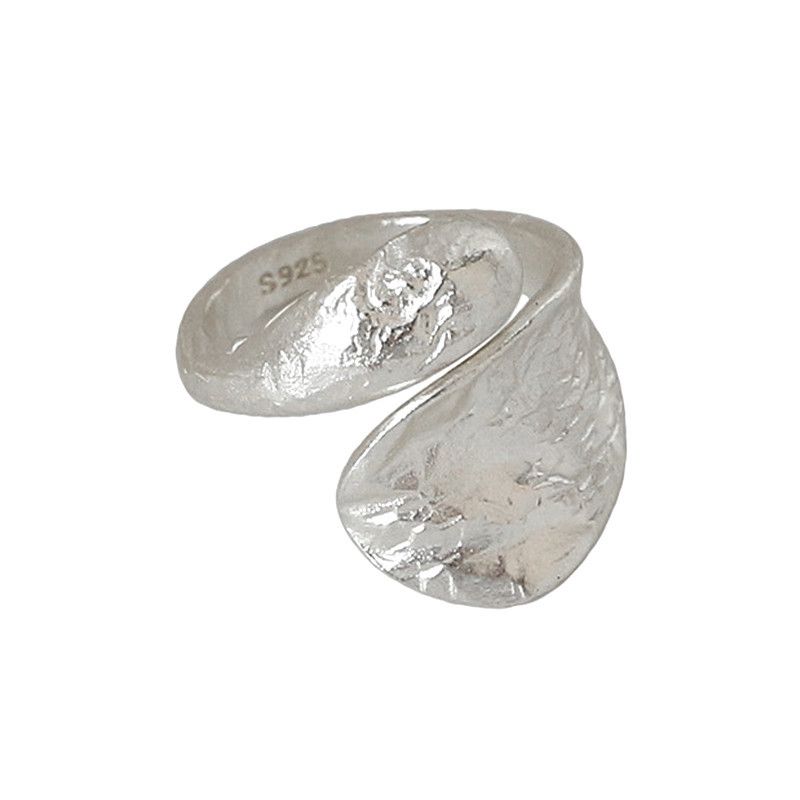 0774 Korean Version Gold Silver Foil Water Drop Geometric For Women Irregular Concave And Convex Surface Open Ring Hand_voghion.com
