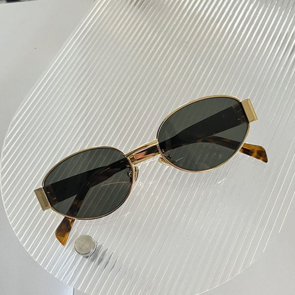 New Oval Personalized Metal Frame Women's High-end Retro Sunglasses Square Face_voghion.com