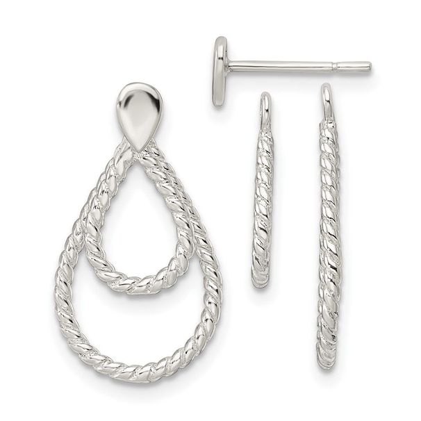 Sterling Silver W/2 Teardrop Jackets Button Post Earrings_voghion.com