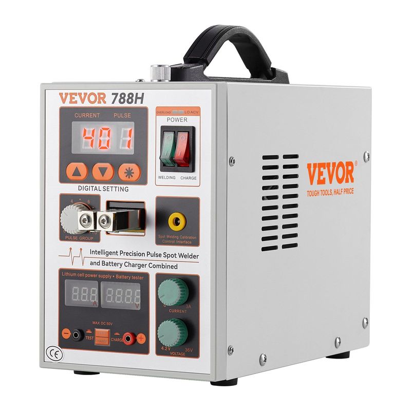 VEVOR Battery Spot Welder, 788H Pulse Spot Welder & Battery Charger, Portable High-Power Battery Welding Machine With 2 Welding Modes And LED Lighting For 0.15mm Pure Nickel, 18650 14500 Battery Packs_voghion.com