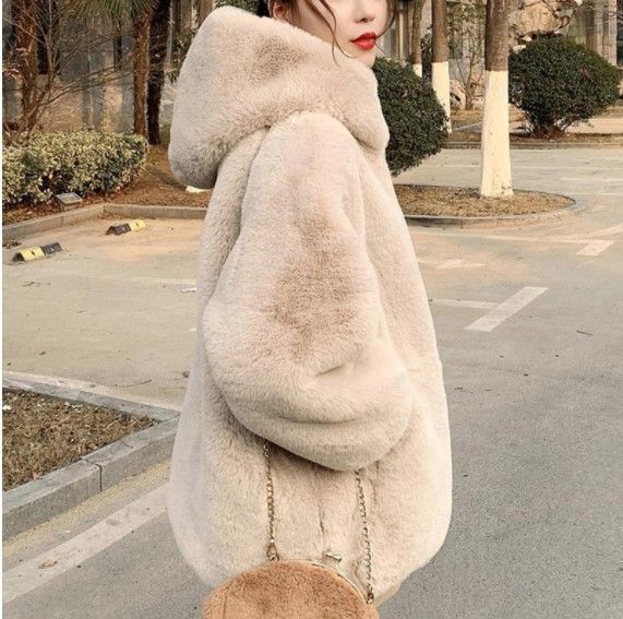 Women's fur imitation fox fur coat long coat long sleeve hooded special clearance_voghion.com