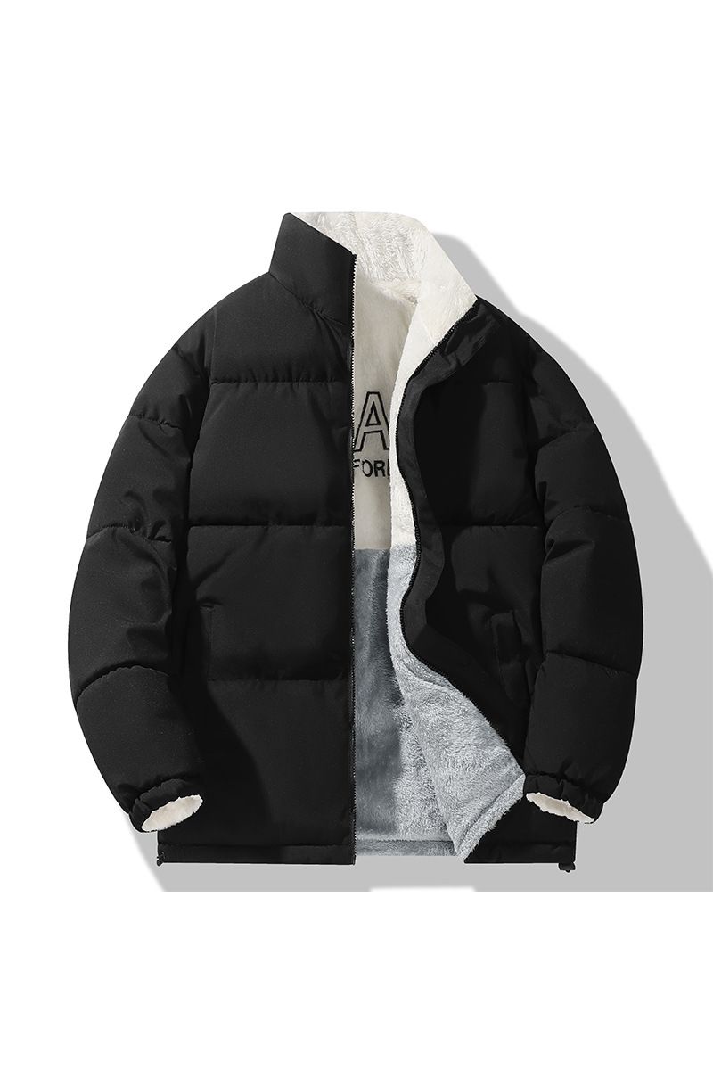 Wendbare Pufferjacke mit Fleecefutter – Unisex-Mantel mit Stehkragen (Schwarz/Matcha/Khaki/Pink/Lila, XS-4XL)_voghion.com