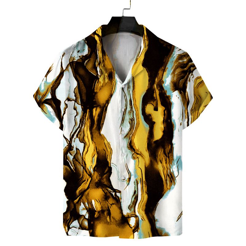 2023 commercio estero primavera uomo stampa casual manica corta cardigan colletto cubano camicia con stampa leopardata hawaiana europea e americana_voghion.com