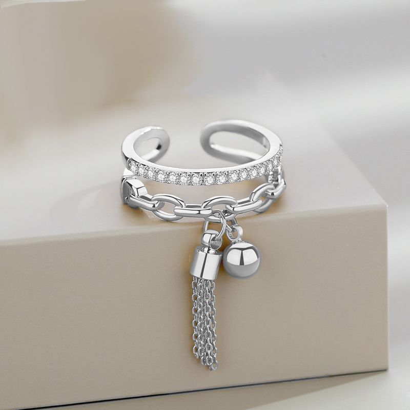 Garnknäuel hängende Quaste geometrischer offener Ring Nische einfacher Ins Gelenkring Zeigefingerring Schmuck_voghion.com