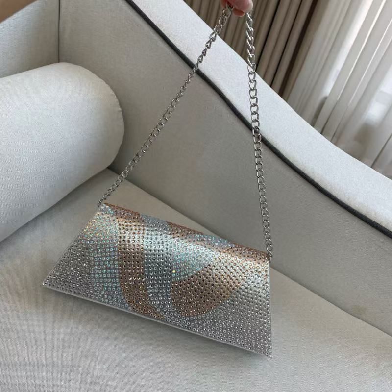 New Rhinestone Chain High-end Magnetic Clasp Handbag Women's Evening Bag_voghion.com