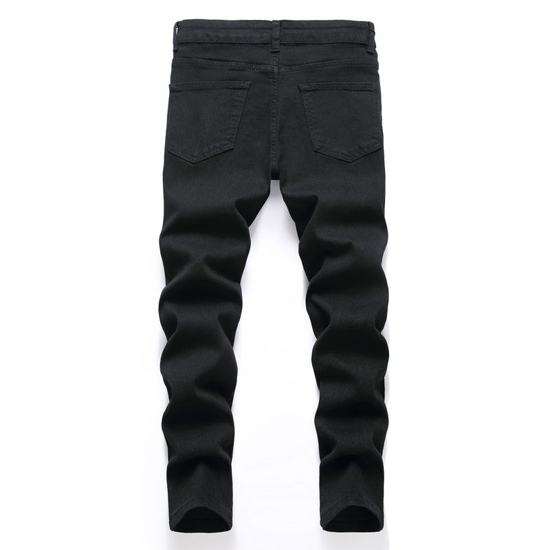 Kids’ Clothing Black Embroidered Ripped Stretch Denim Trousers For Middle And Large Kids For All Seasons_voghion.com