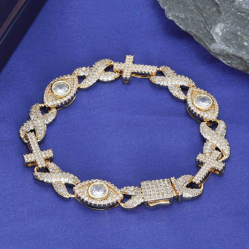 Hip Hop Eye Figur 8 Kette Kreuz Vielseitiger High-End-Herrenarmbandschmuck_voghion.com