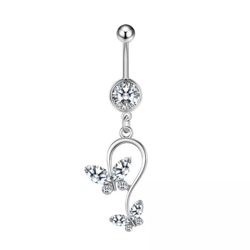 Piercing per ombelico a farfalla con doppio occhio di cavallo, gioielli per piercing, commercio elettronico transfrontaliero, all'ingrosso_voghion.com