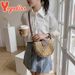 Yogodlns Sommer Stroh Tasche Für Frauen Mode Halbkreis Umhängetaschen Rattan Handgemachte Messenger Handtasche Reise Strand Taschen Tote_voghion.com