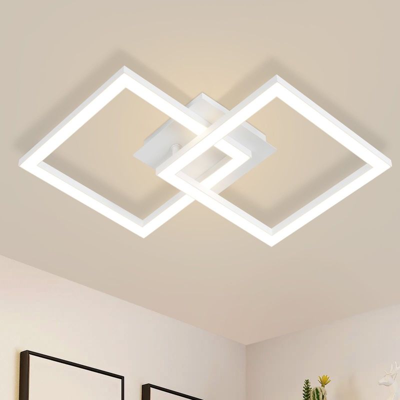 Deckenlampe LED Deckenleuchte Weiß- Moderne Küchenlampe 24W Wohnzimmerlampe Flurlampe Warmweiß Schlafzimmerlampe Flur Deckenbeleuchtung Eckig_voghion.com